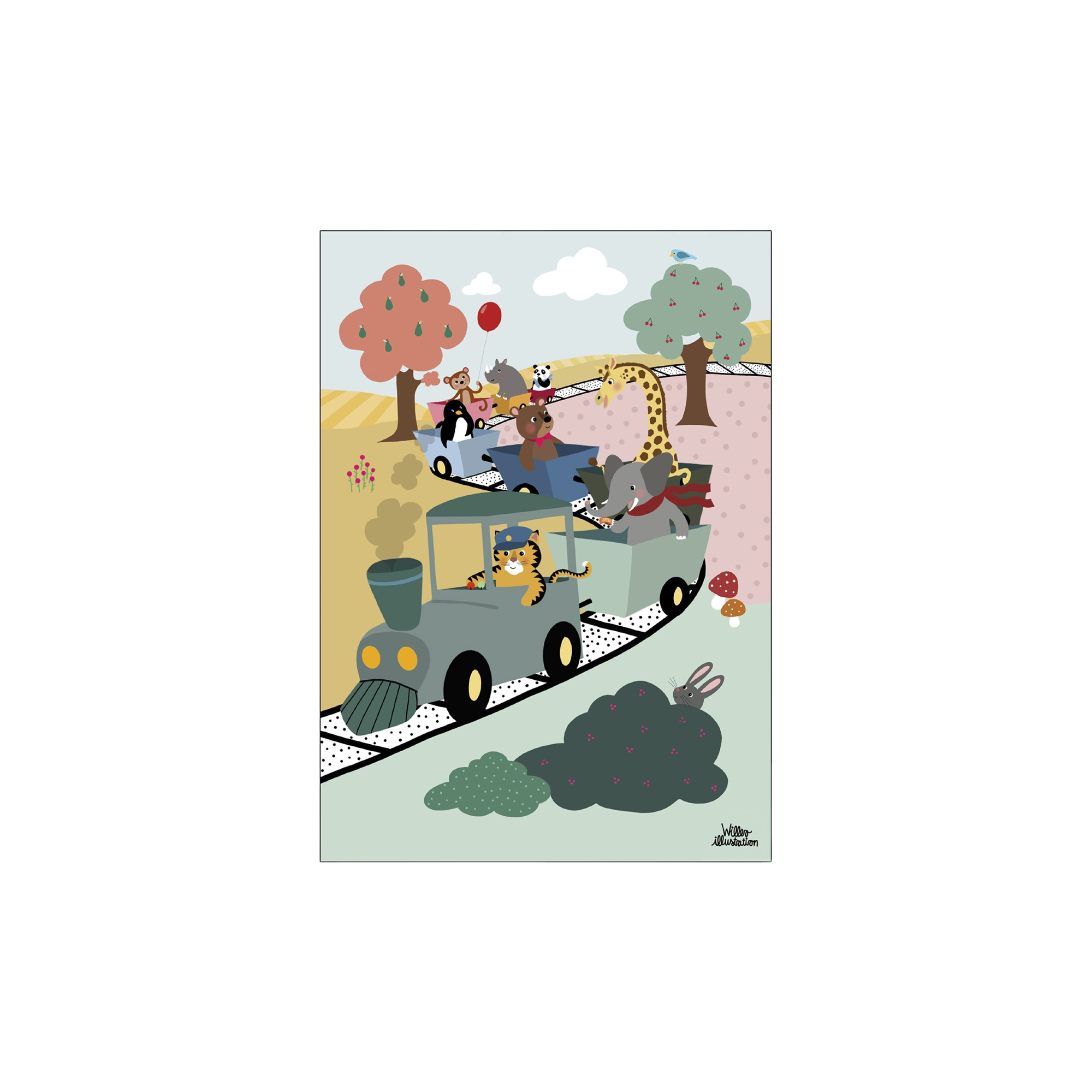 Plakat Adventure Train A3 | Willero Illustration. | Multi | Poster and Frame Kids