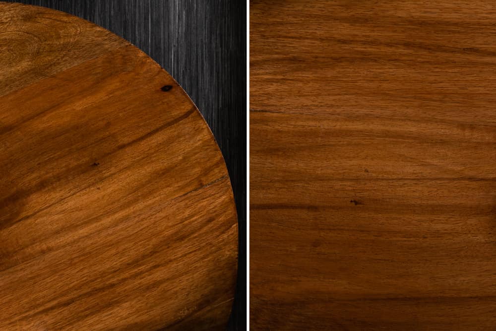 Design Beistelltisch EXTRAVAGANCIA 60cm Mangoholz massiv rund Metall Säulenfuß silber
