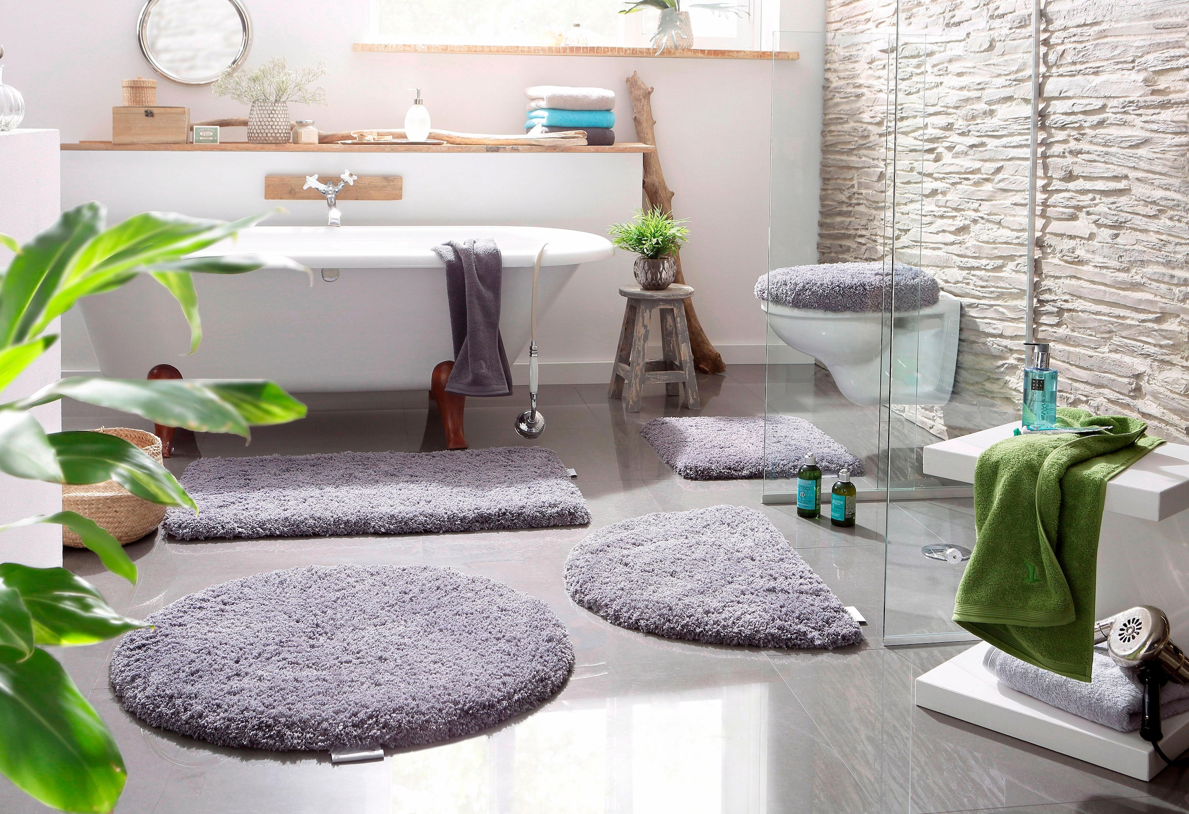 Möve Badematte »Superwuschel, Badvorleger, Badezimmer Teppich« Höhe 40 mm rutschhemmend beschichtet fussbodenheizungsgeeignet | schnell trocknend | strapazierfähig Mikrofaser-Badematte, Badteppich, rechteckig, rund & als 3-tlg. Set
