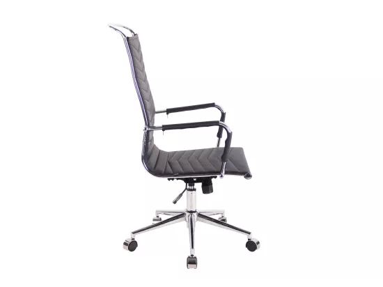 Chaise de bureau - Similicuir & Métal chromé - Noir - Batley