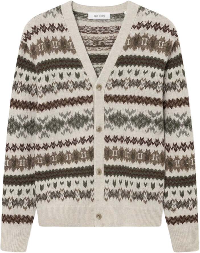 Les Deux Hordur Fair Isle Cardigan Beige