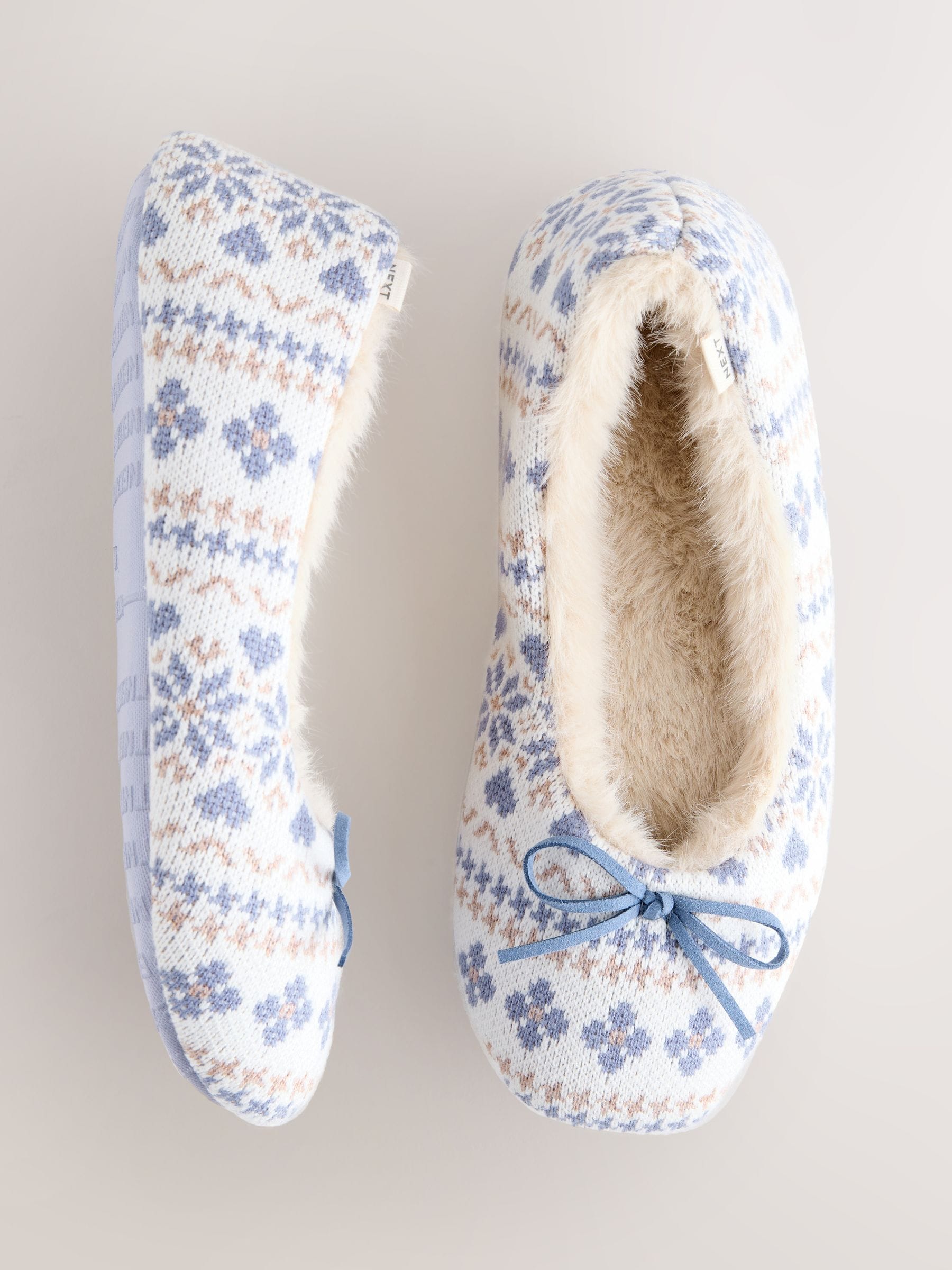 Blauw Fairisle-patroon - Ballerinapantoffels