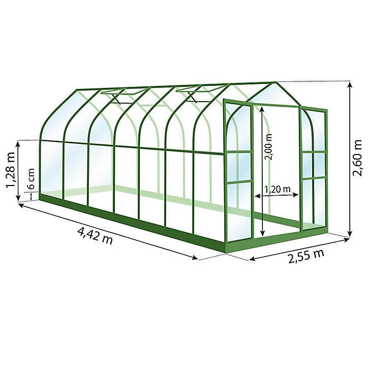 Serre en verre Lams Aloe vert 11,30m²
