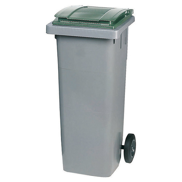 Conteneur poubelle 2 roues SULO prise frontale 80 L gris/ vert