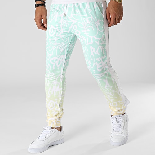 Pantalon Jogging A Bandes 2240158 Vert Clair Jaune Dégradé