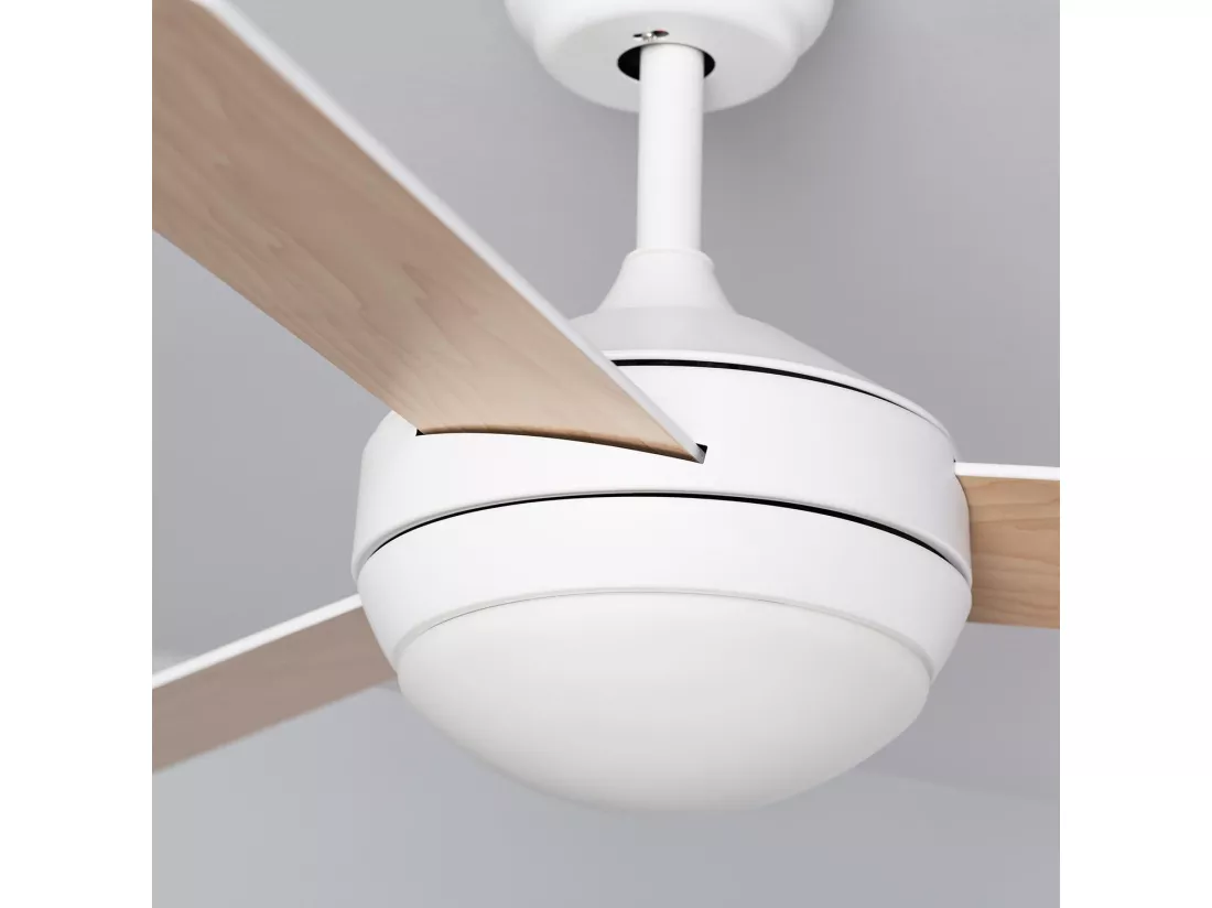 Ventilateur Exterieur Silencieux Navy 107cm Moteur DC Bois clair Télécommande Avec lumière