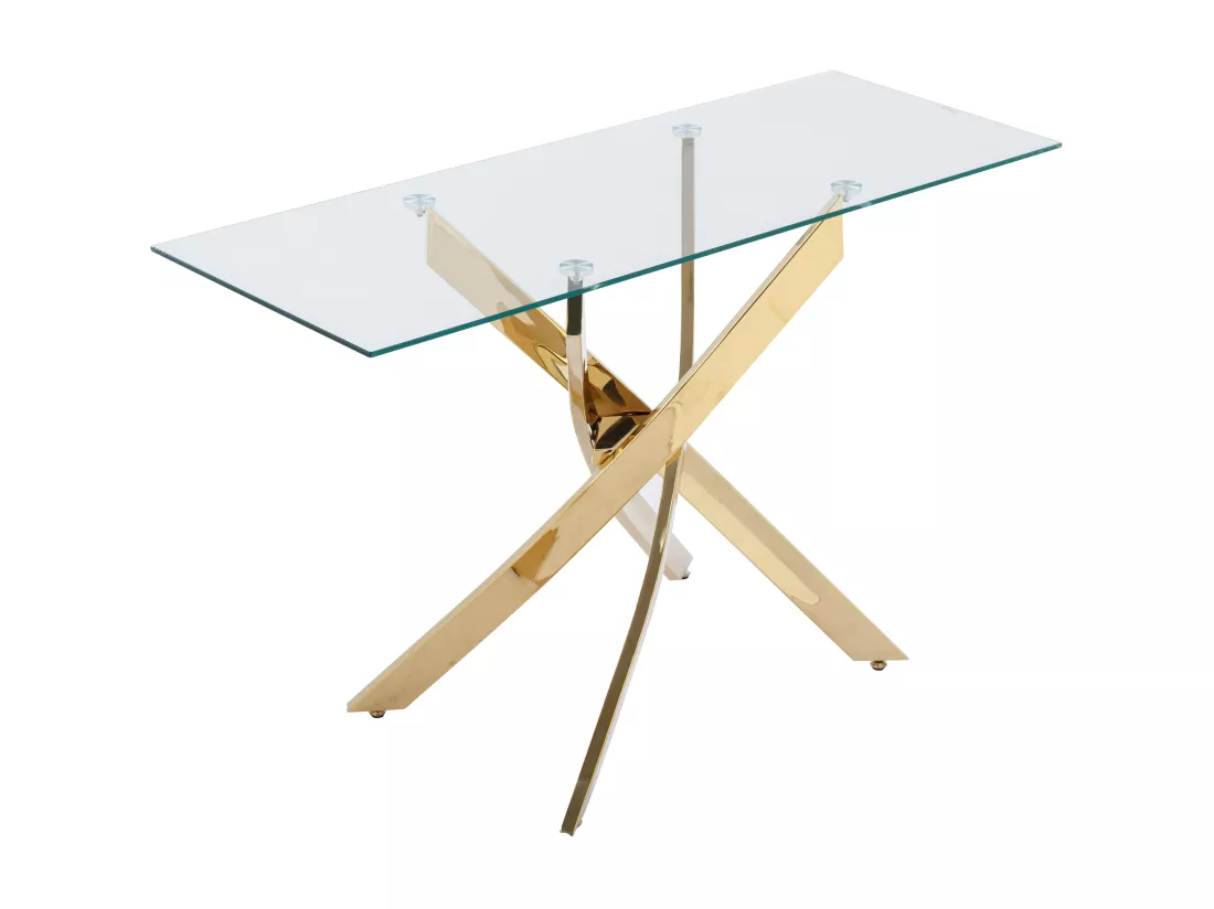 Console en verre trempé et métal doré - Transparent - COSIMA