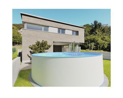Opzetzwembadset van staalwand Planet Pool rond Ø 450x120 cm incl. zandfiltersysteem, ladder, ingebouwde skimmer, filterzand & aansluitslang wit