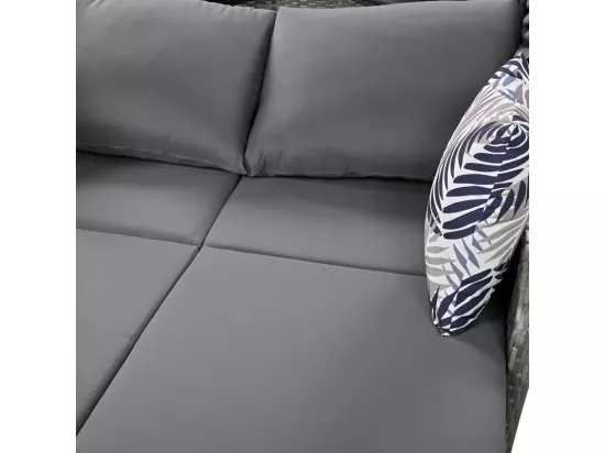 Salon de jardin pour 2 personnes - Canapé lounge en rotin PE avec 4 oreillers et auvent réglable - Gris