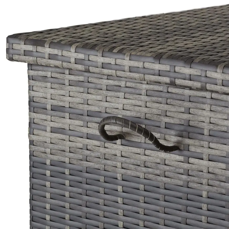 tectake Wicker opbergbox Kiruna met kunststof gaas, 120x55x61,5cm, 270l, Grijs