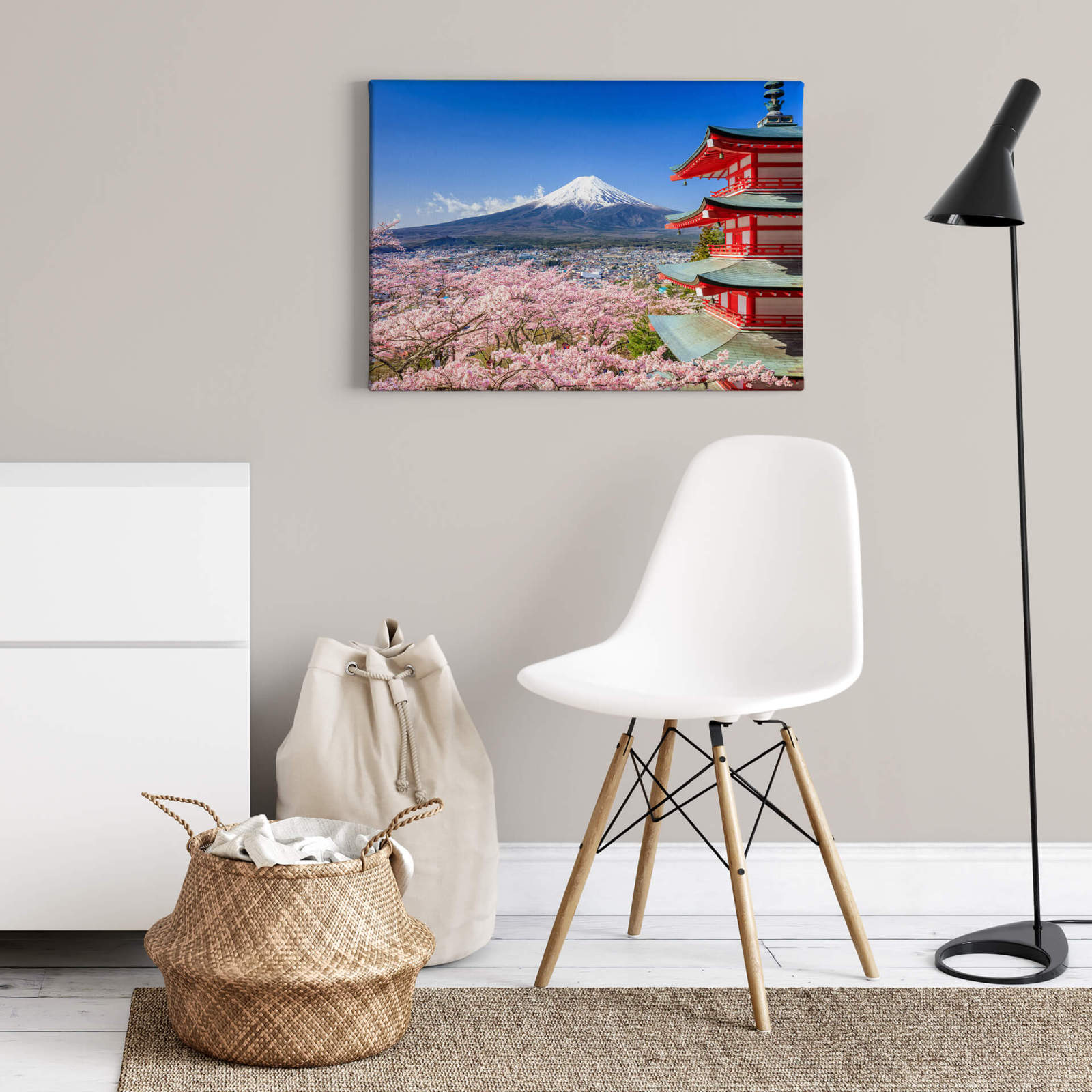 Leinwandbild BERG FUJI - blau-rosa - 70x50 cm