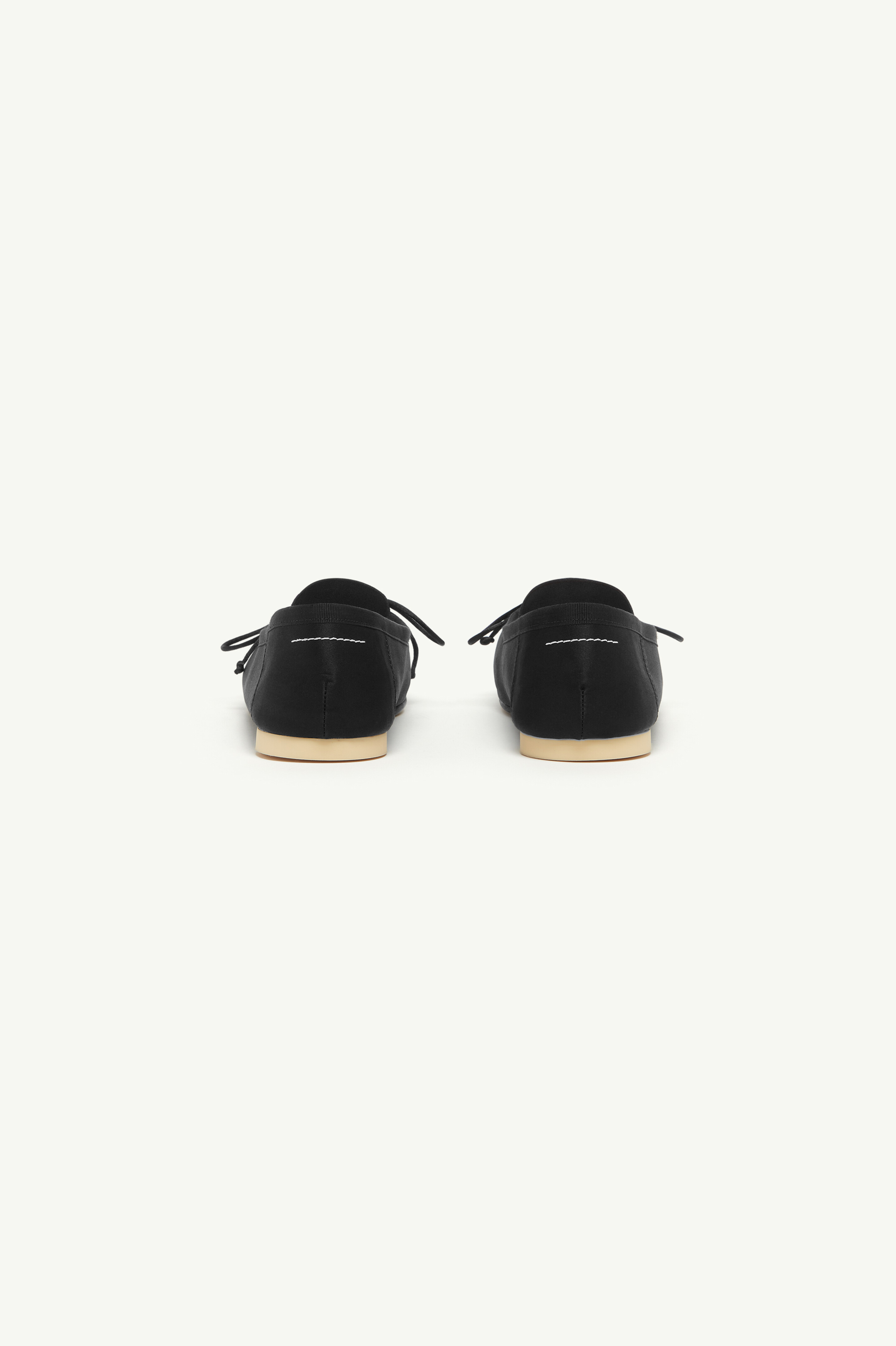 Black Satin Elastic Ballet Flats Noir
