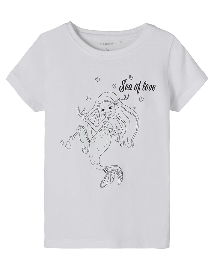 T-Shirt NMFZISANNE mit Farbeffekt in bright white