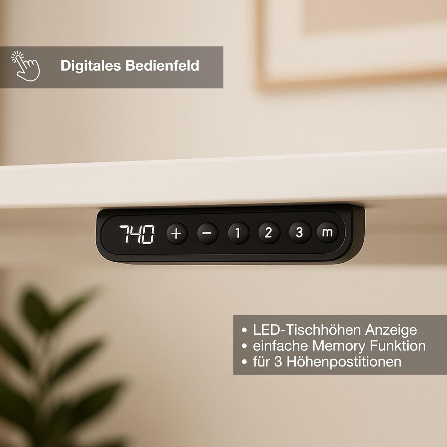 ASSMANN Elektrisch höhenverstellbarer Schreibtisch Y-Line 180x80cm Eiche Tabak Schwarz, TÜV-Zertifiziert, Memoryfunktion, Kollisionsschutz, 5 Jahre Herstellergarantie einfache Montage für Büro und
