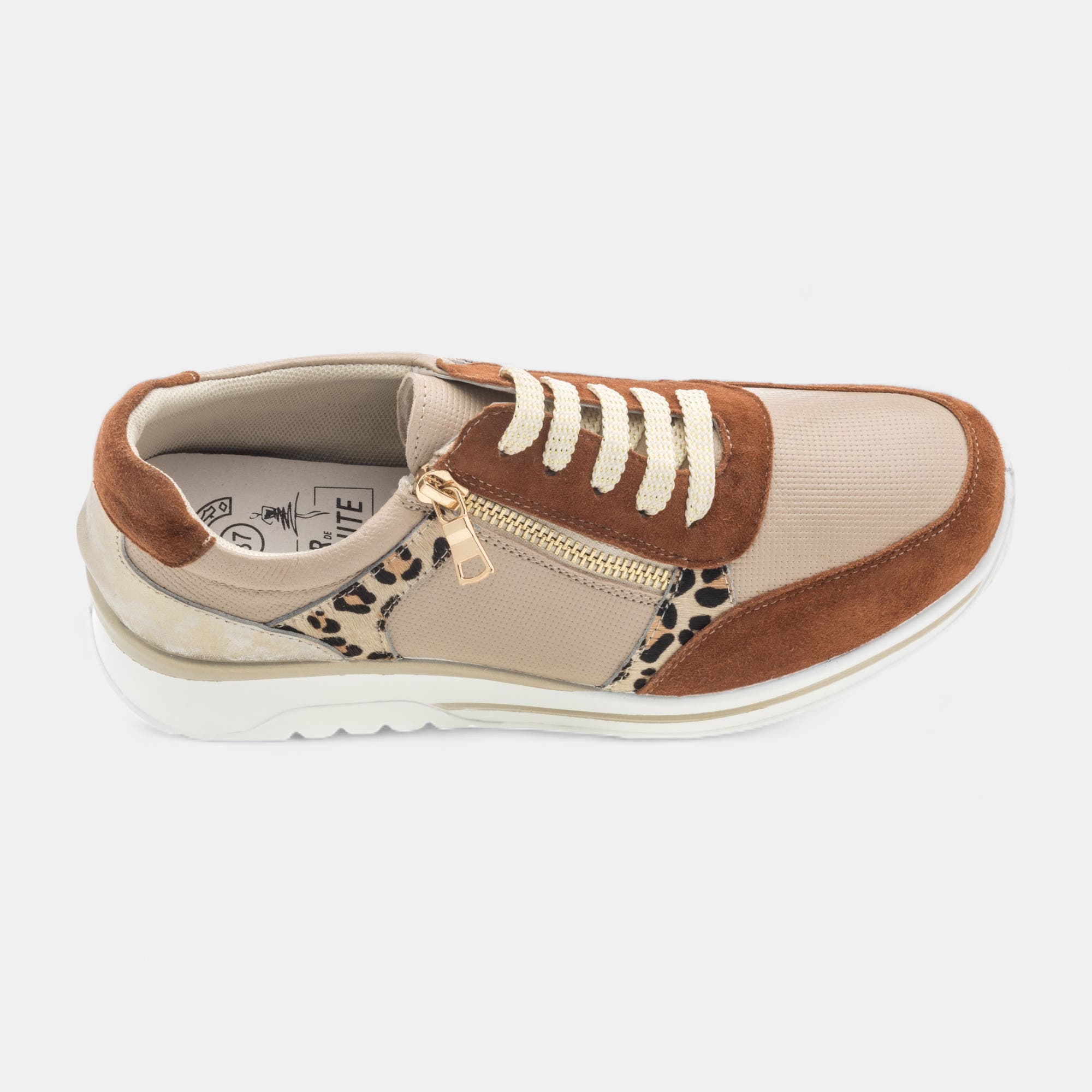 Baskets basses Femme en cuir cognac