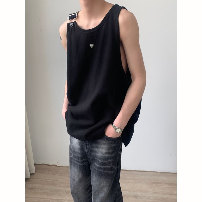 Breeson - Effen tanktop met studs en gesp