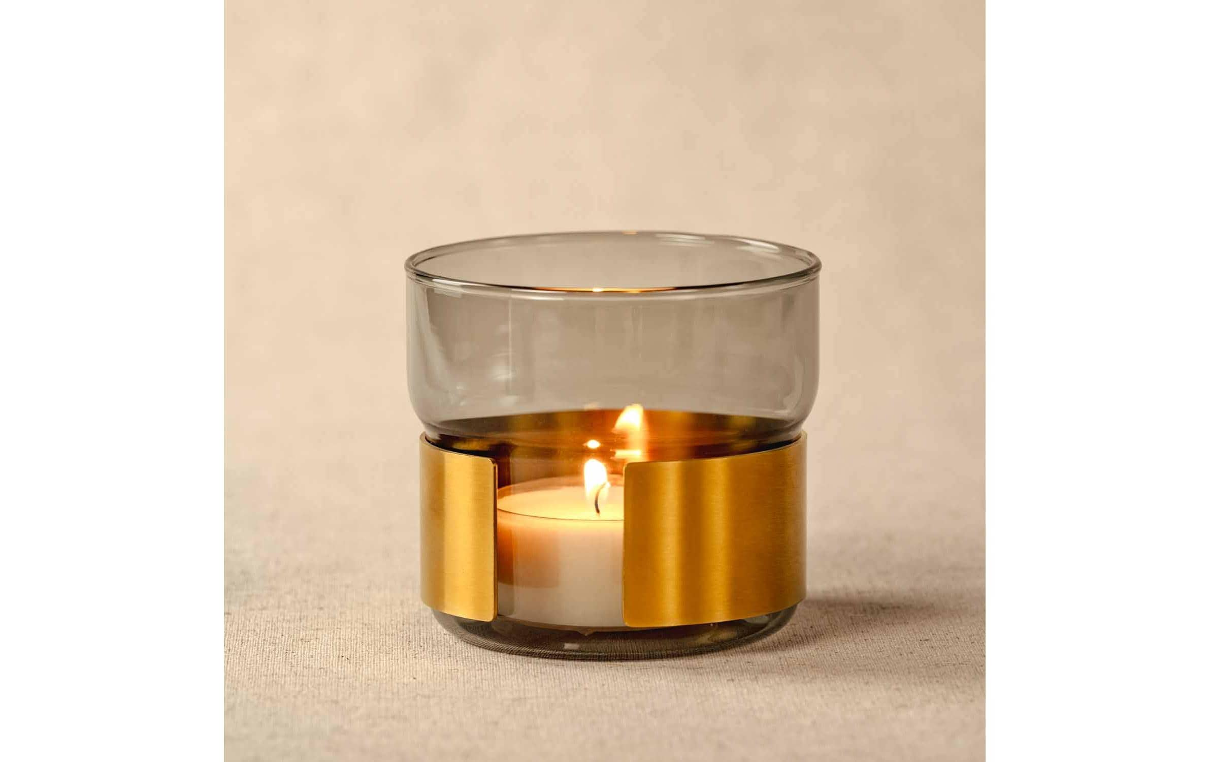 Tischlicht Silenzio 19 cm, Gold/TransparentTeelichthalter