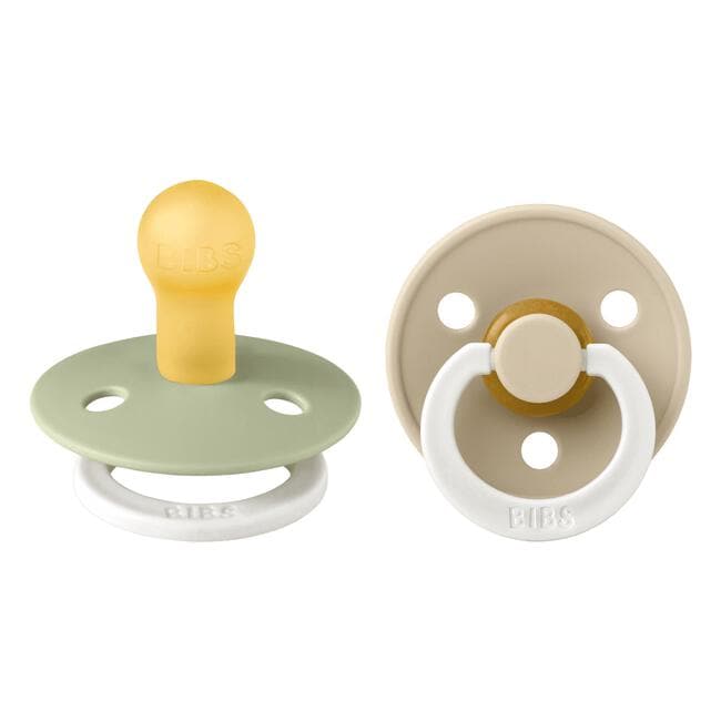 BIBS Glow in the dark Fopspeen Two Pack Natuurlijk Rubber Sage/Vanilla Maat 1