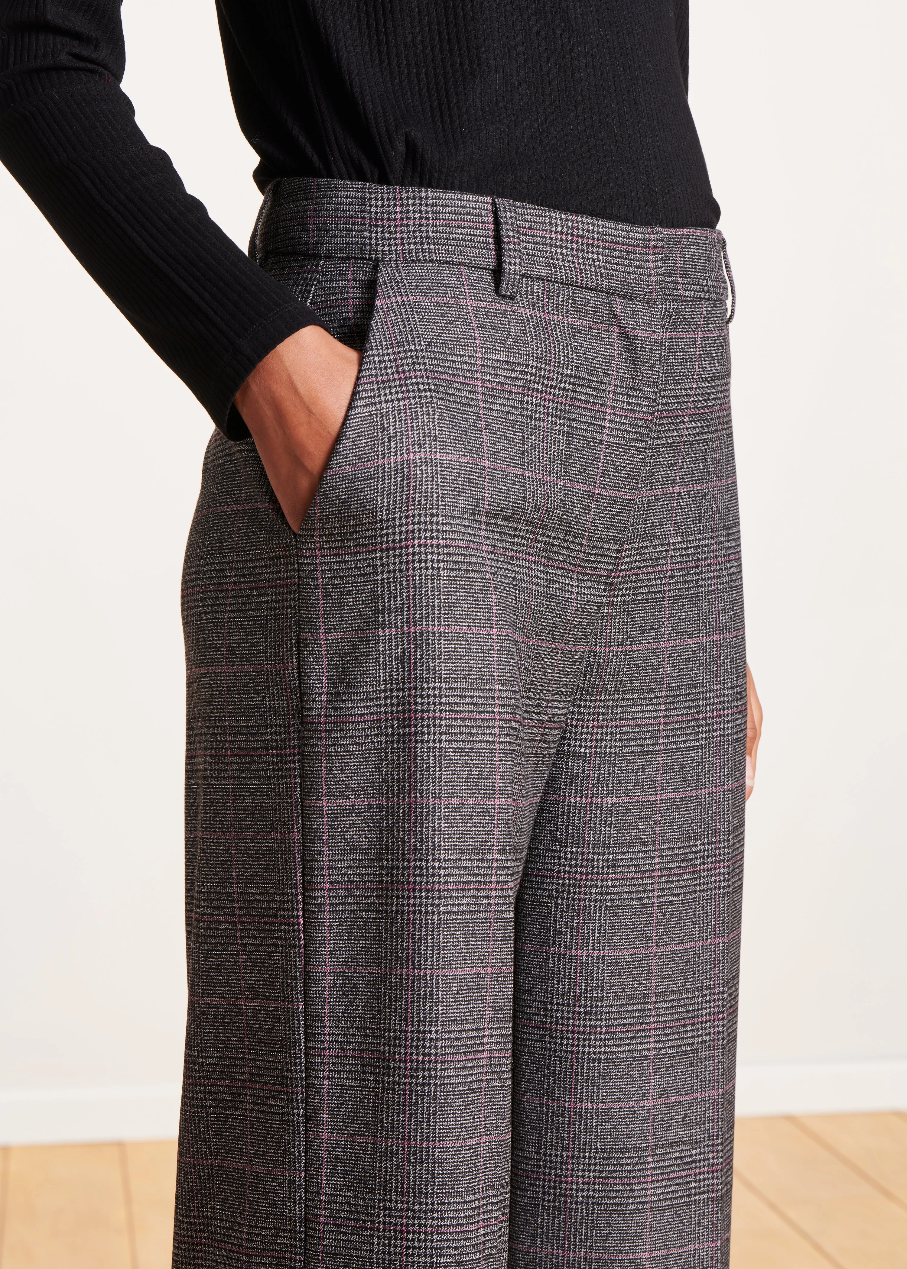 Pantalon droit 7/8ème imprimé | Gris