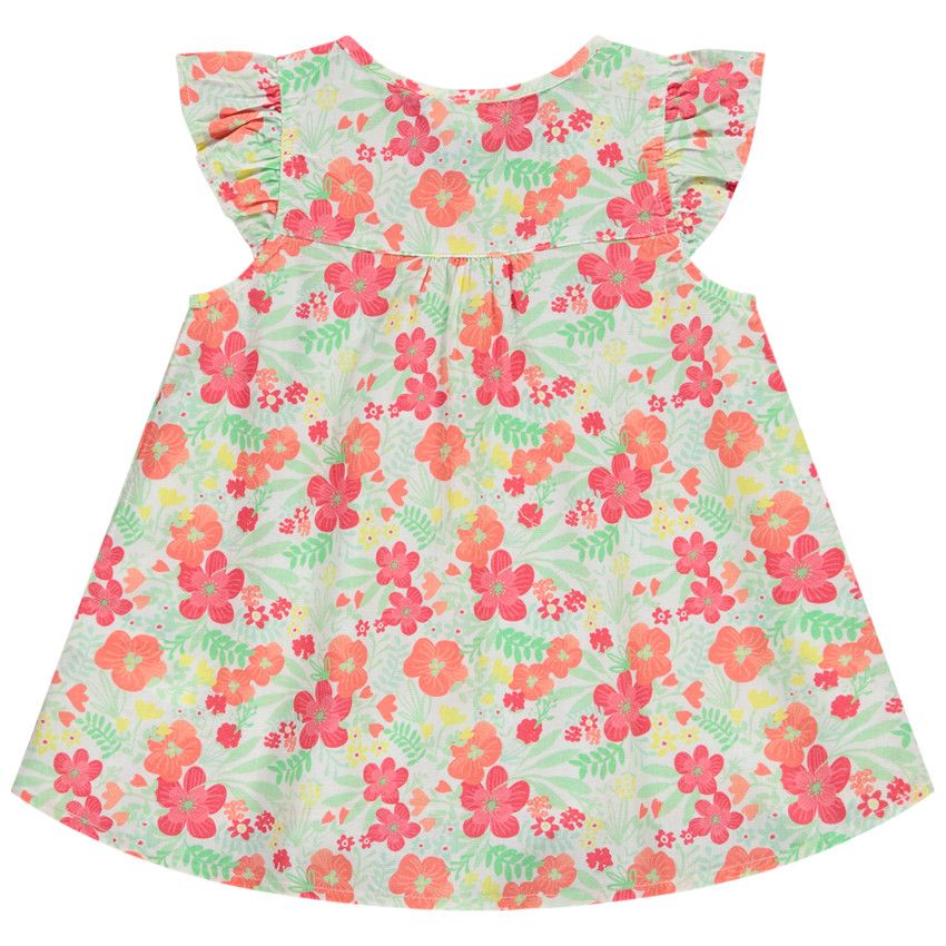Tunique manches courtes imprimé floral pour fille - Blanc