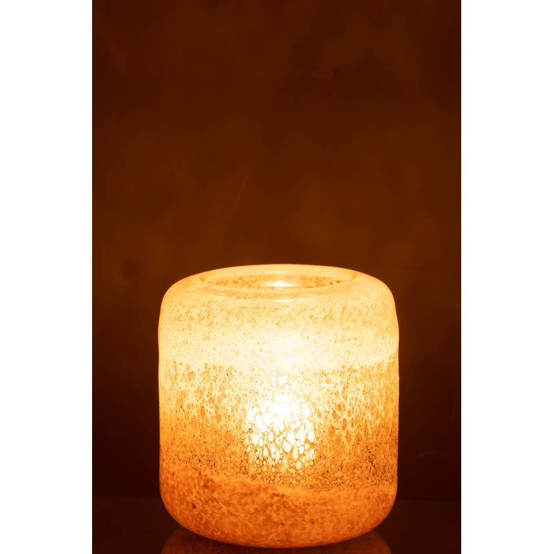 Photophore en verre marron et beige 19x19x21cm