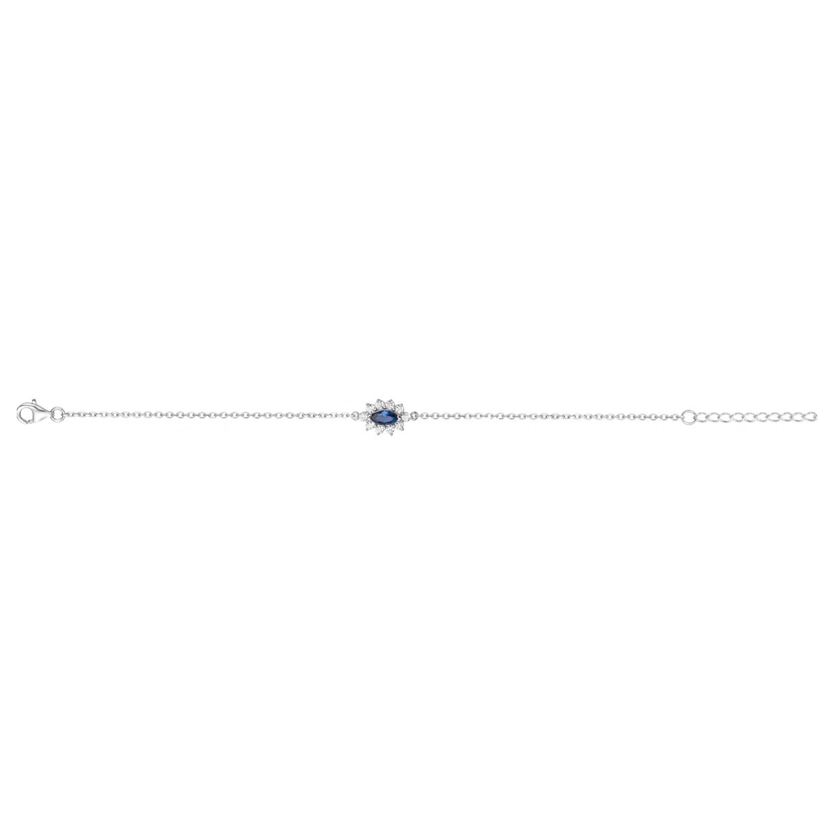Bracelet souple mono-motif en Argent avec spinelle bleu saphir