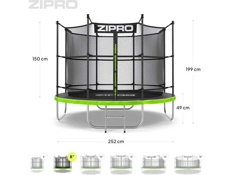 Zipro Trampolin med net og stige Ø252cm   pose til sko