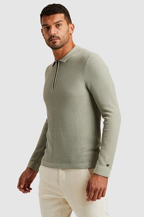 Cast Iron Long Sleeve Half Zip Poloshirt Structuur Lichtgroen CPS2502820-6169 kopen