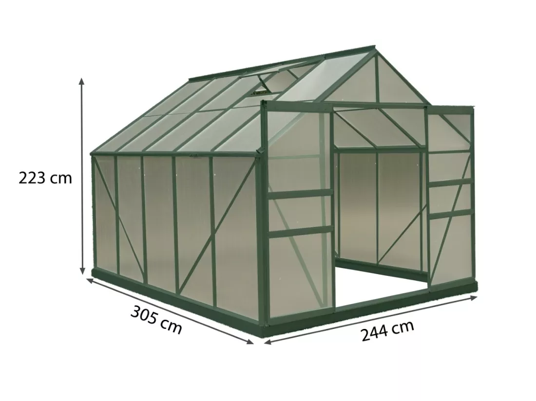 Serre jardin structure aluminium couleur verte