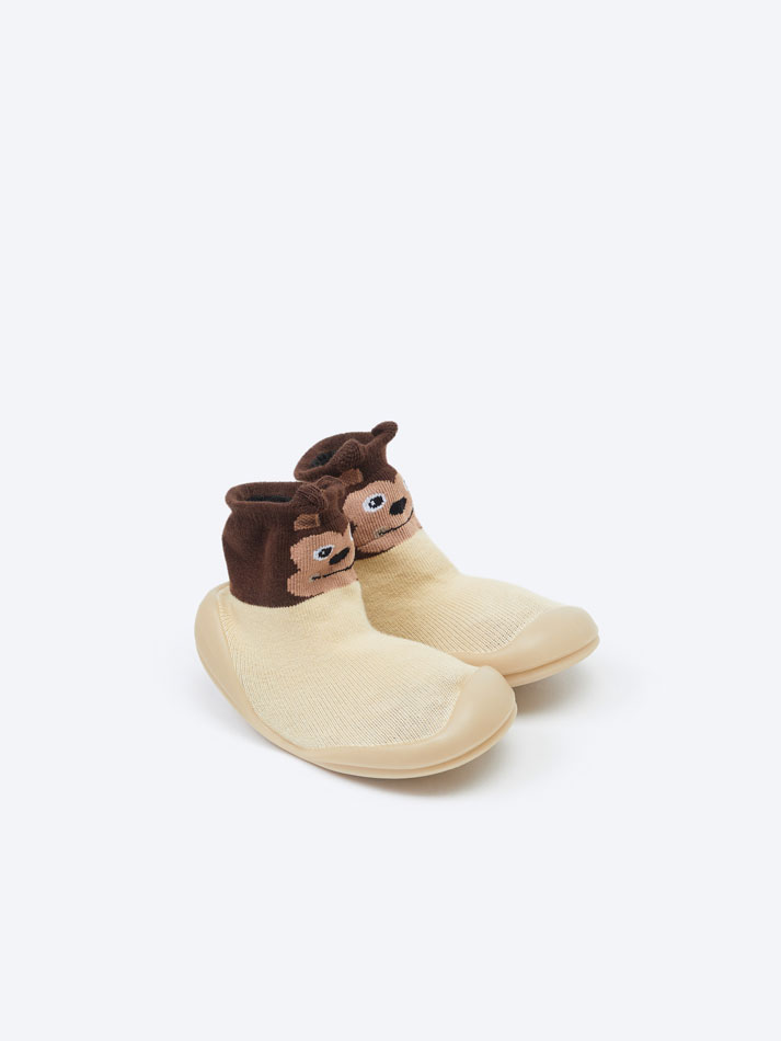 Pantufa infantil tipo meia - Bege