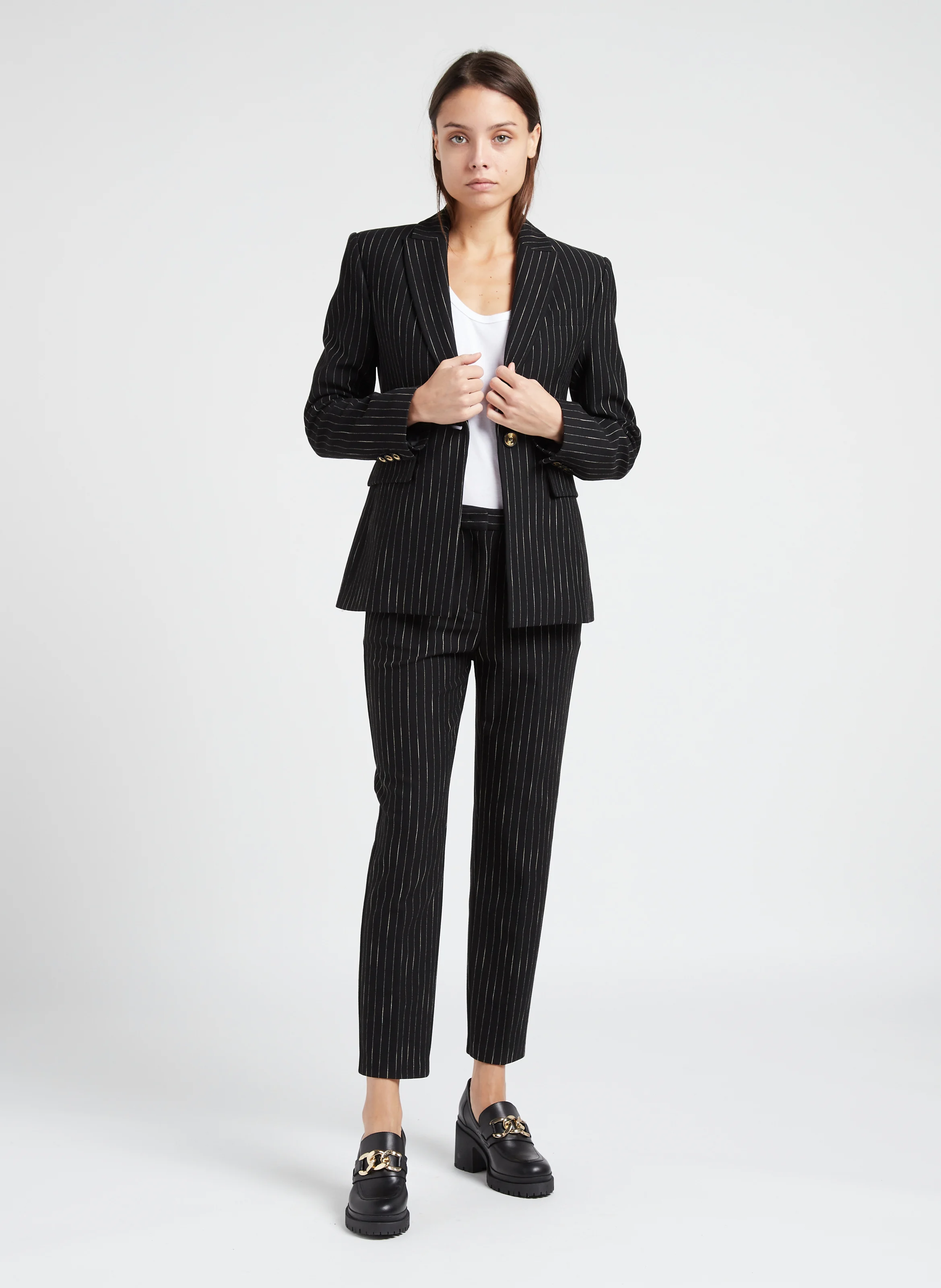 HUMAHUACA - Veste tailleur cintrée à rayures | Noir