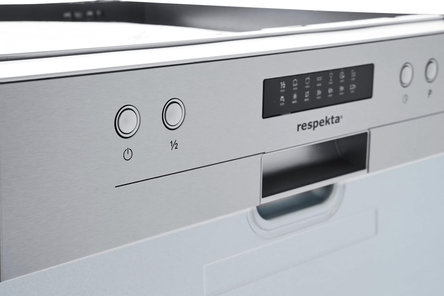 Respekta Spülmaschine teilintegriert 60 cm / Einbau-Geschirrspüler mit 6 Programmen / Startzeitvorwahl / 12 Maßgedecke / LED -Display / GSP60TIDM