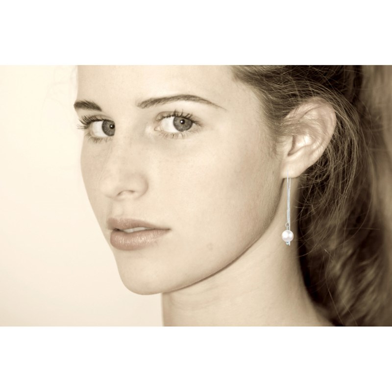 Boucles d'Oreilles Chainette Argent et Perles de Culture