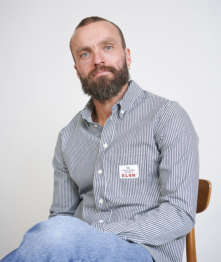 ELSK DOUG MEN'S BUTTON DOWN SHIRT 701 white blue