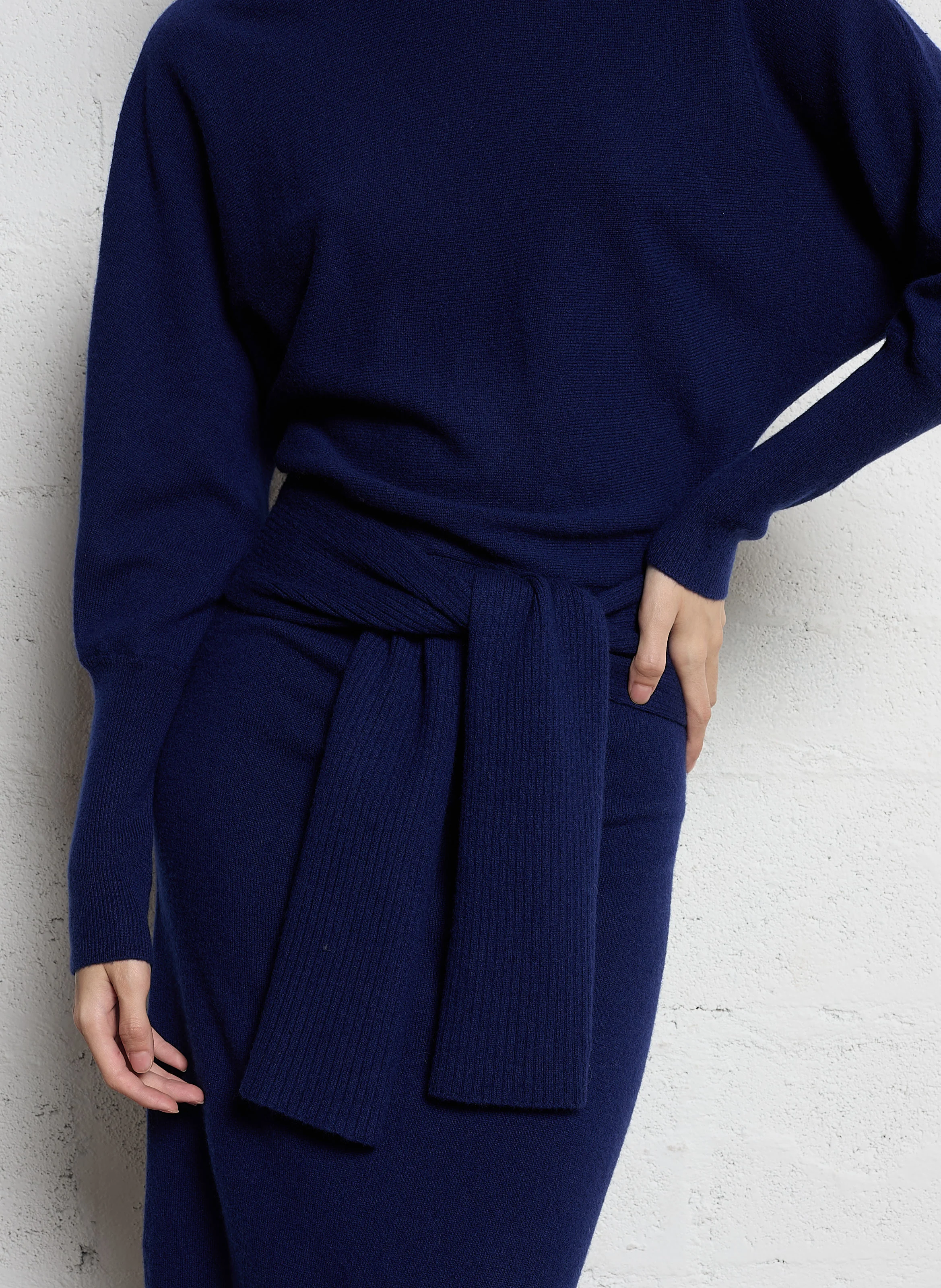 MUCCIA - Robe longue en maille| Bleu