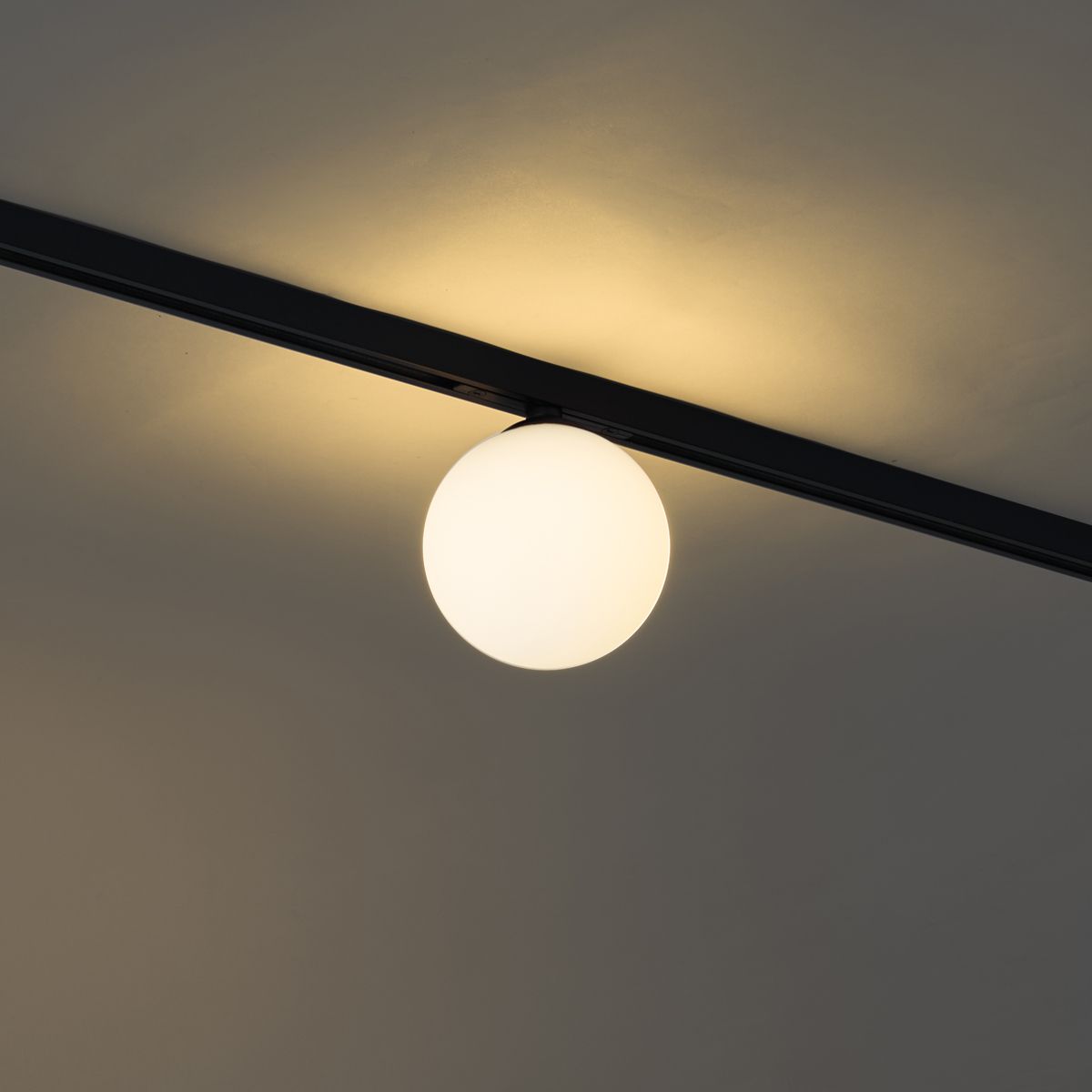 Moderne plafondlamp zwart met wit glas voor railsysteem 1-fase - Slimline Eira