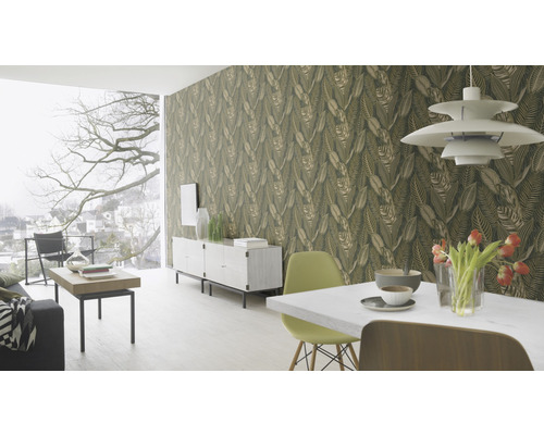 Vliesbehang 751826 bladeren groen