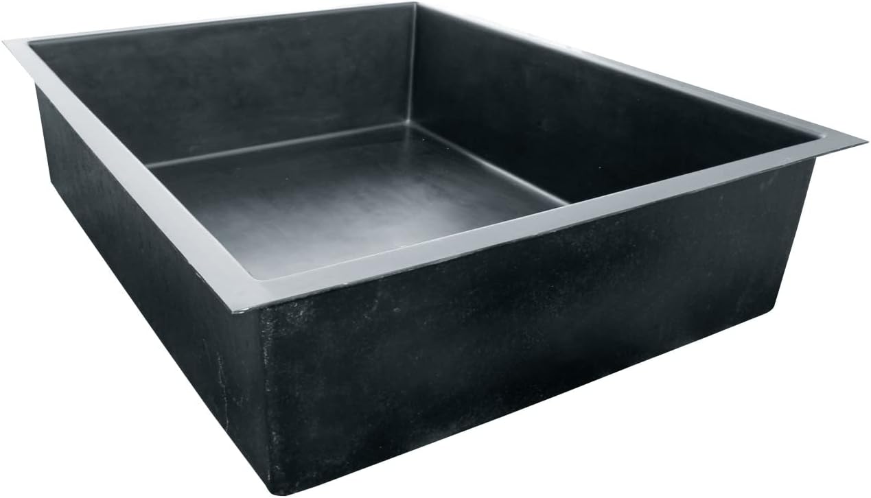 Wacredo GFK Rechteckbecken 200 x 240 x 60cm Kneippbecken Teichbecken Wasserspielbecken architektonisches Wasserbecken für Wasserspiel Glasfaser (Schwarz)