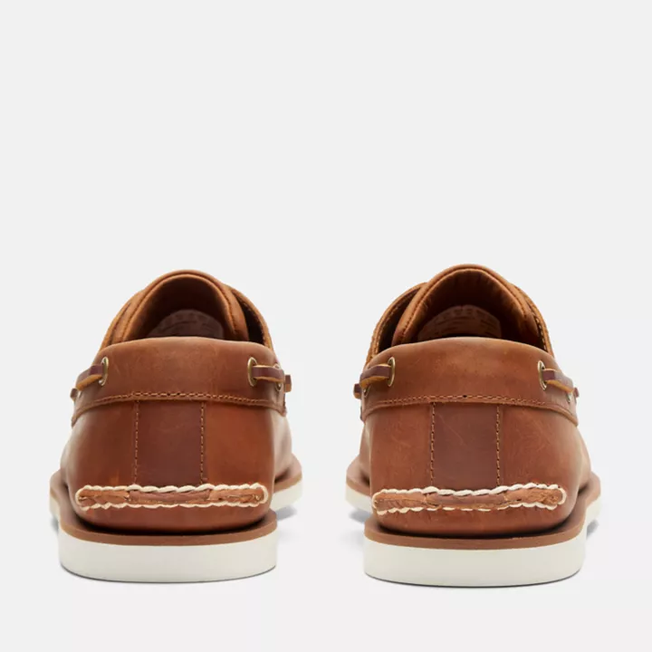 Chaussures bateau classique en cuir pour homme en marron clair