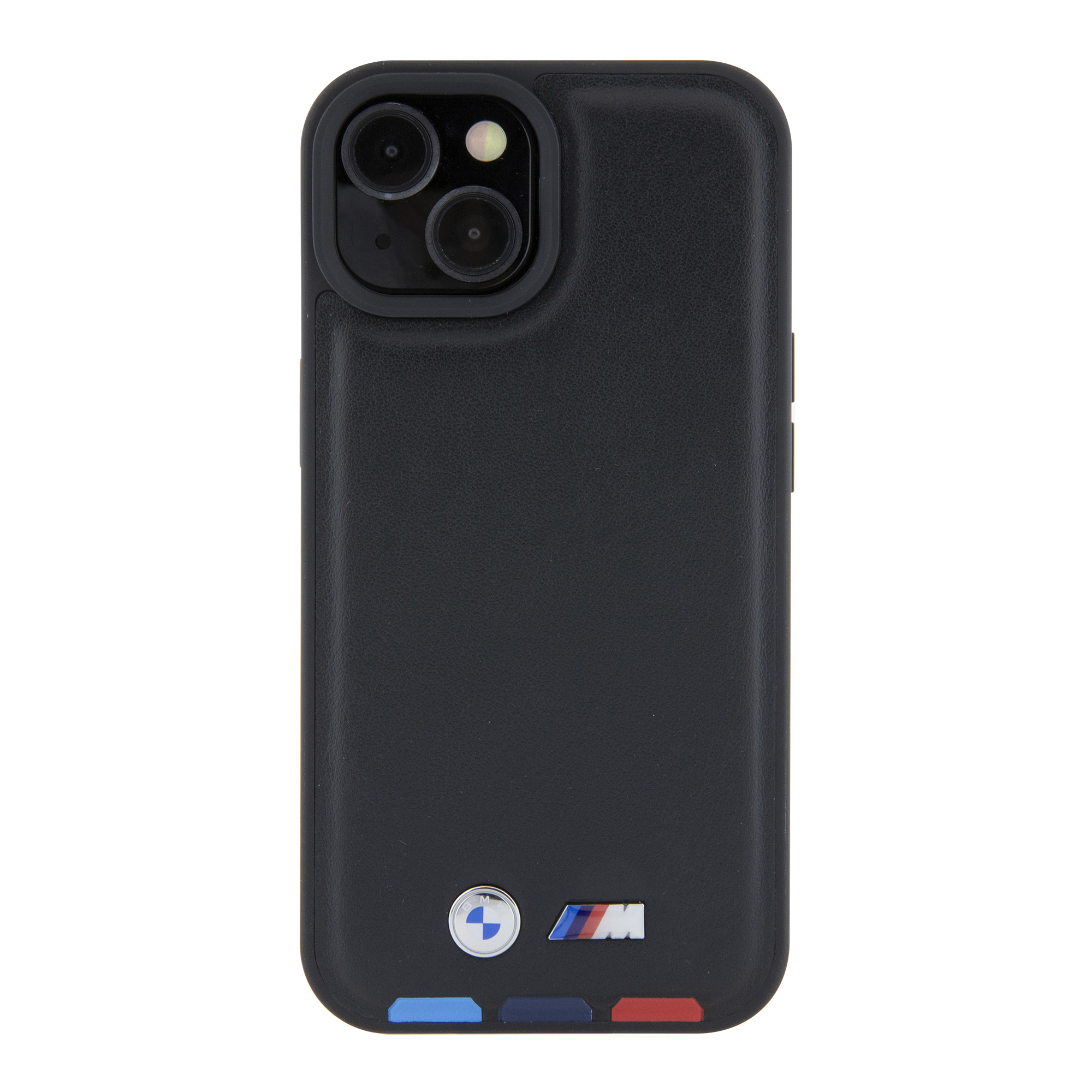 iPhone 15 Leder Hardcase M Hülle Stamp Tricolor (BMHCP15S22PTDK) - Schwarz