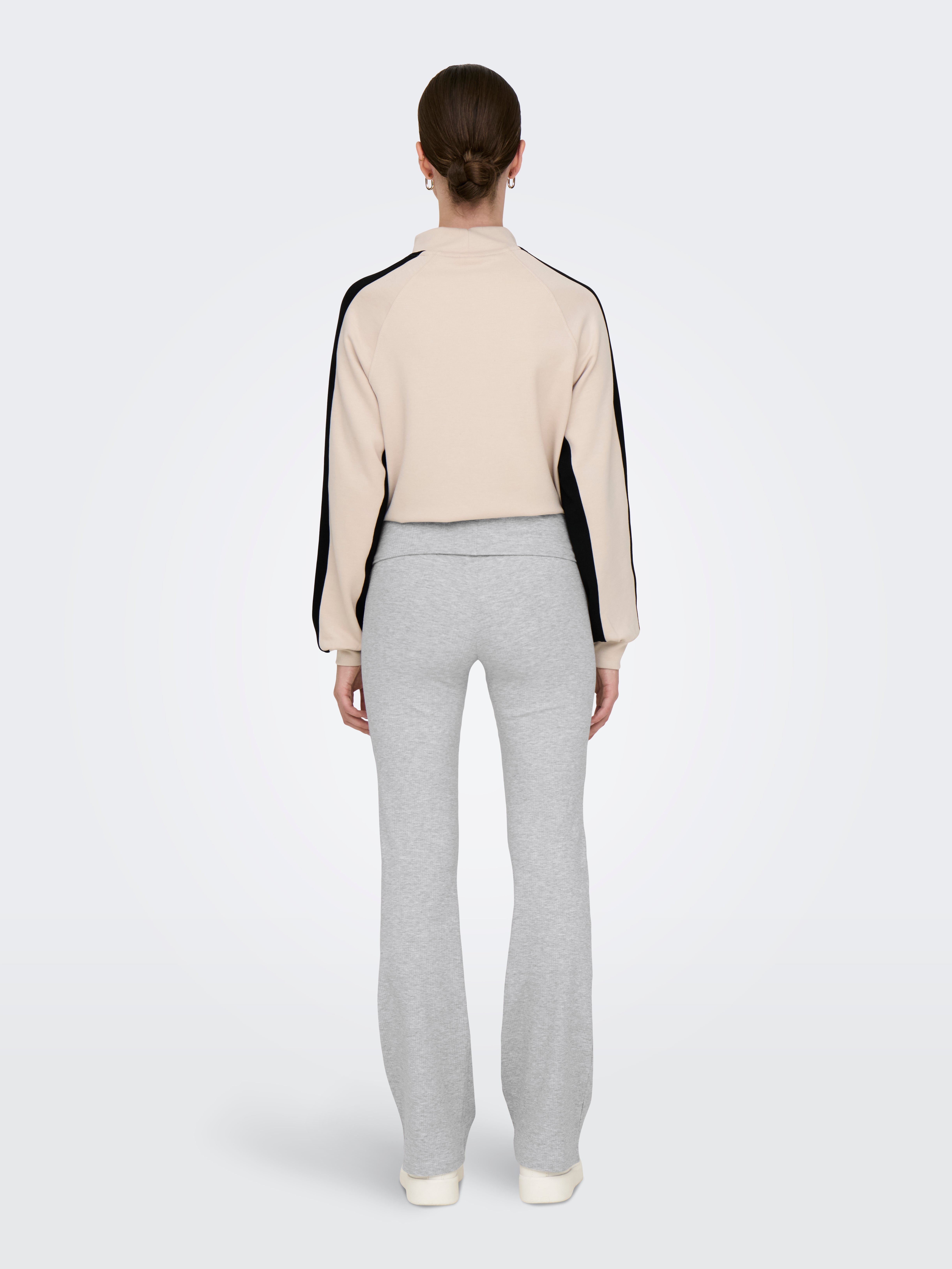 ONPFOLD Mittlere Taille Ausgestellt Hose Light Grey Melange