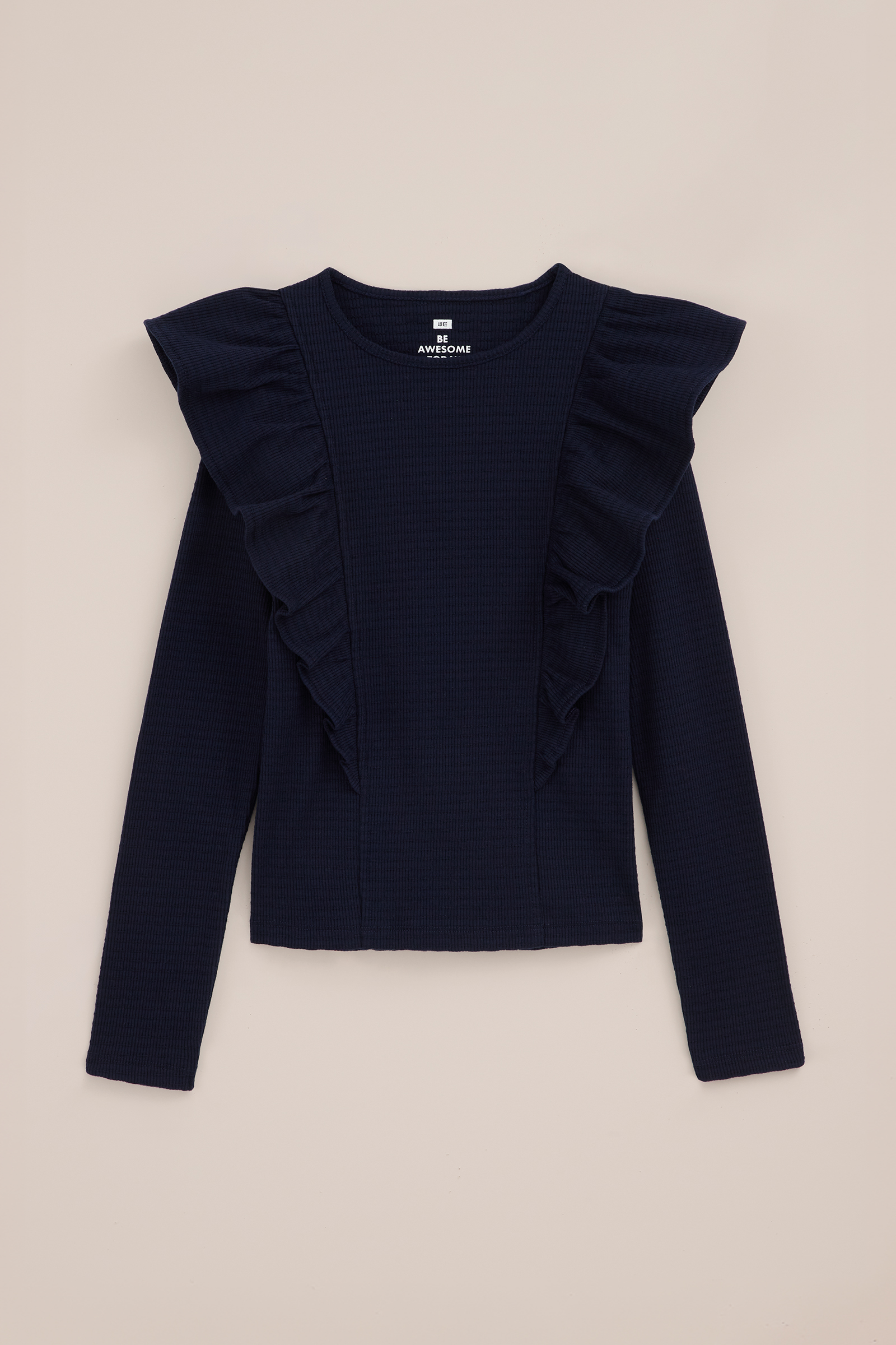 Meisjes T-shirt met ruches WE Fashion Donkerblauw