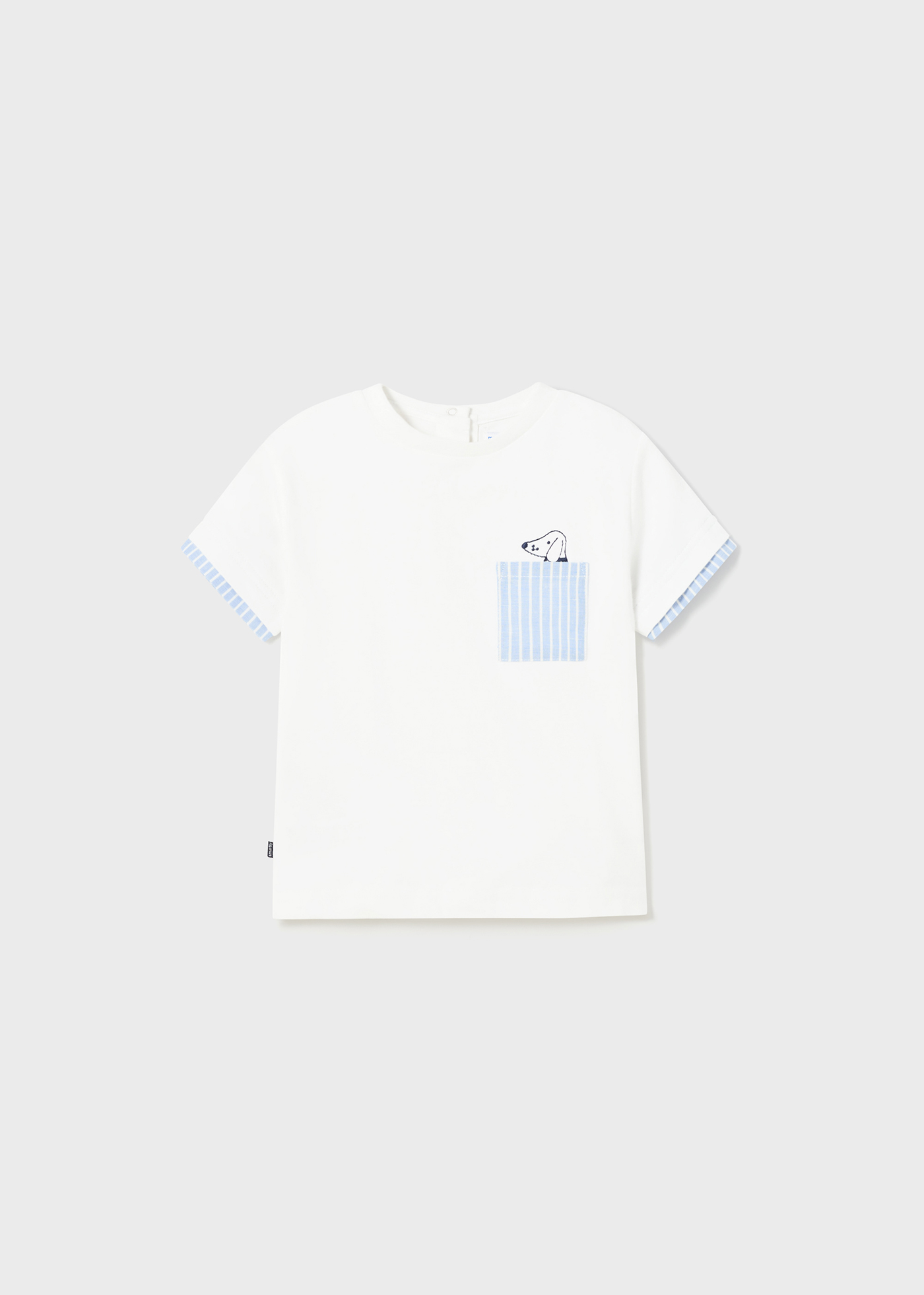 Camiseta infantil de manga curta com bordado em algodão.