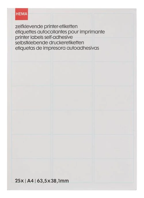 25 feuilles d’étiquettes imprimante
