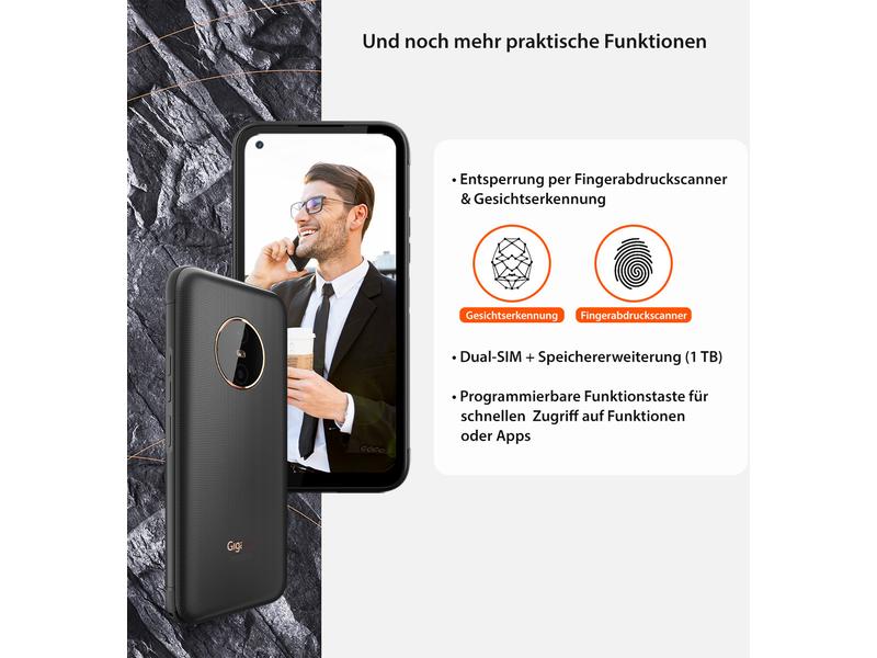 Gigaset GX6 128 GB Titanium Schwarz 5G Outdoor-Smartphone mit grossem 6.6