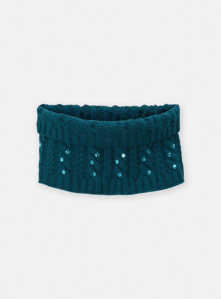 Snood en tricot bleu canard pour fille