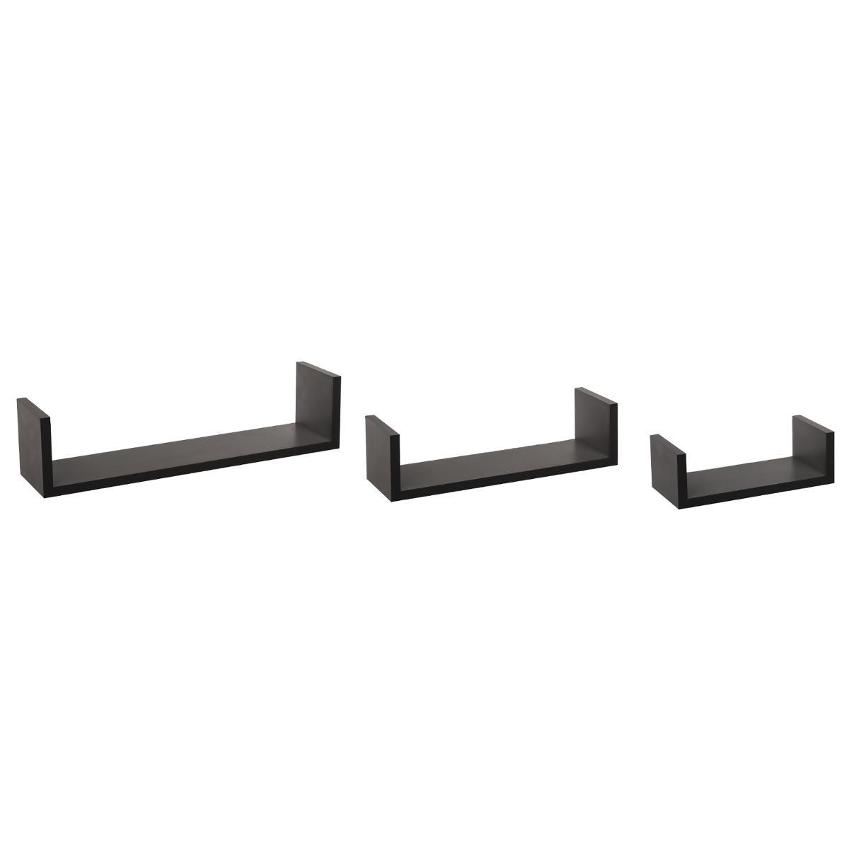 ETAGERE MURALE BORD NOIR X3 PIECES
