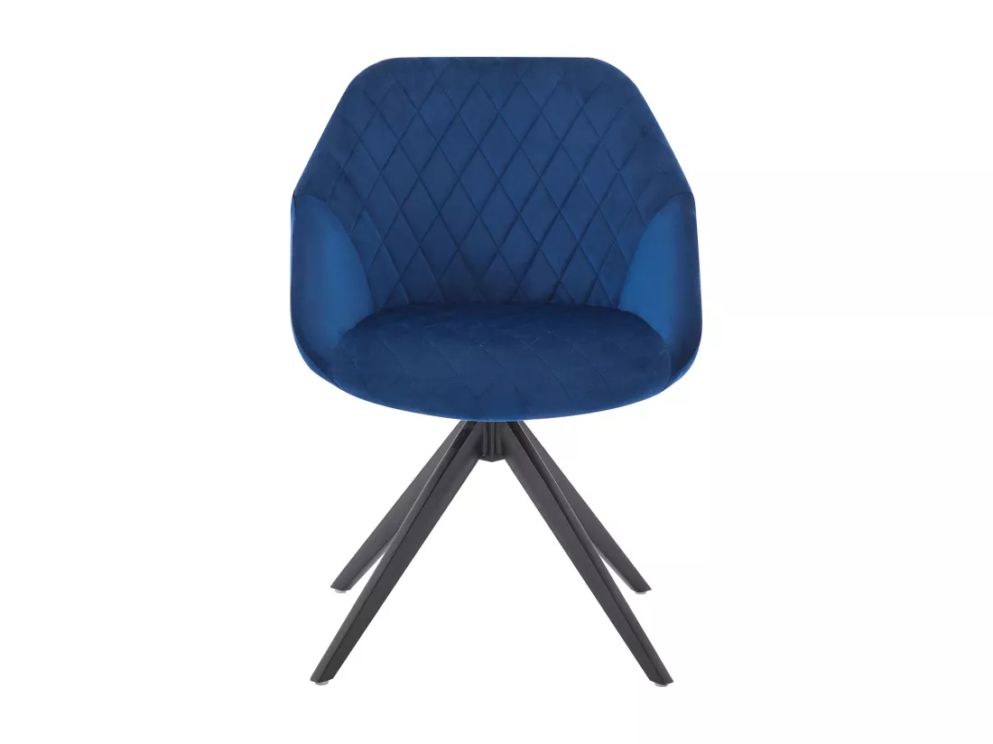 Lot de 2 chaises pivotantes en velours et métal noir - Bleu foncé - PRICILE