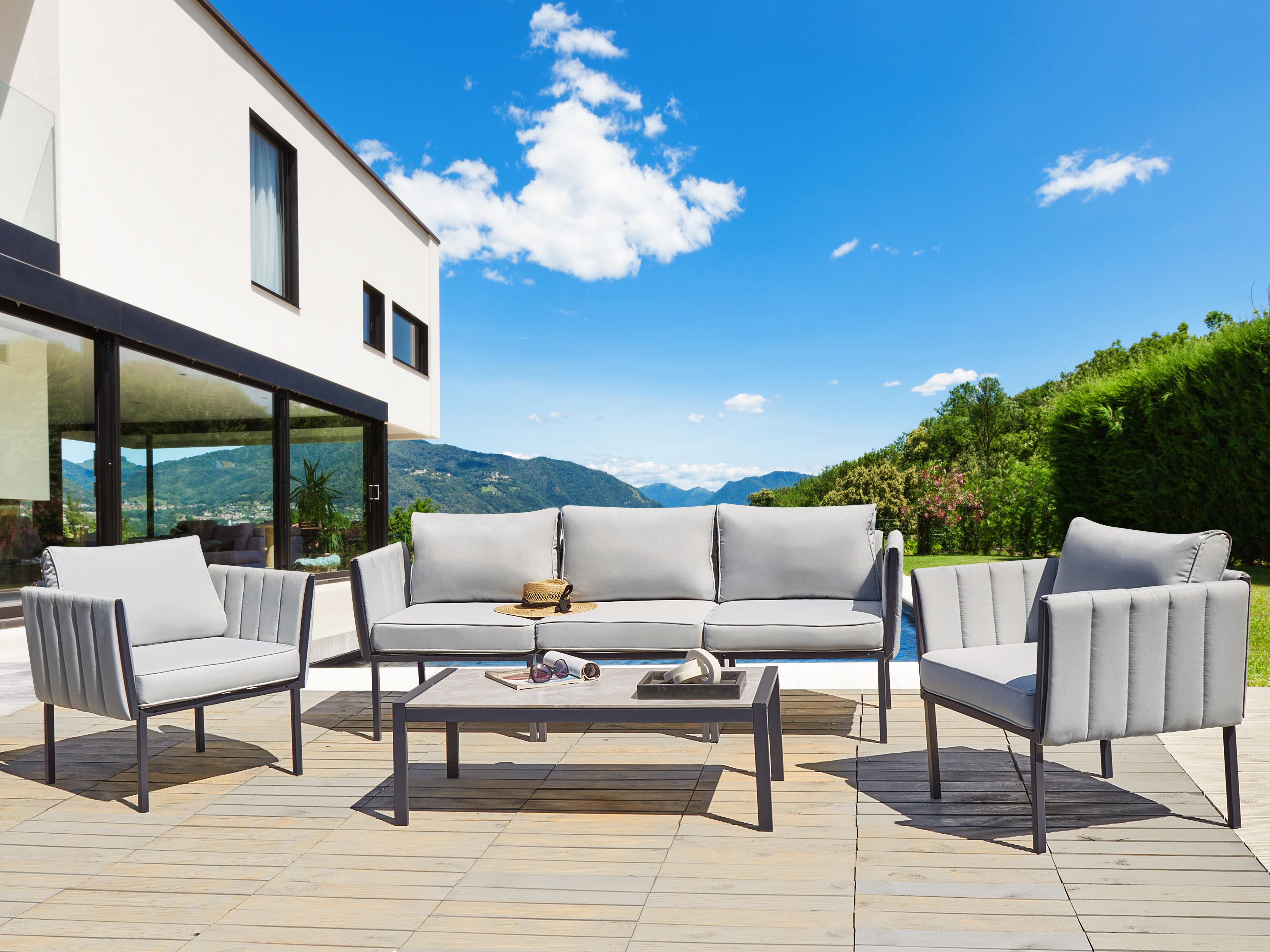Loungeset met tafel 5-zits SKALA Metaal Lichtgrijs