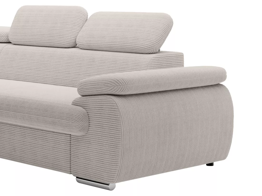 Canapé d'angle gauche convertible en velours côtelé beige FABIEN